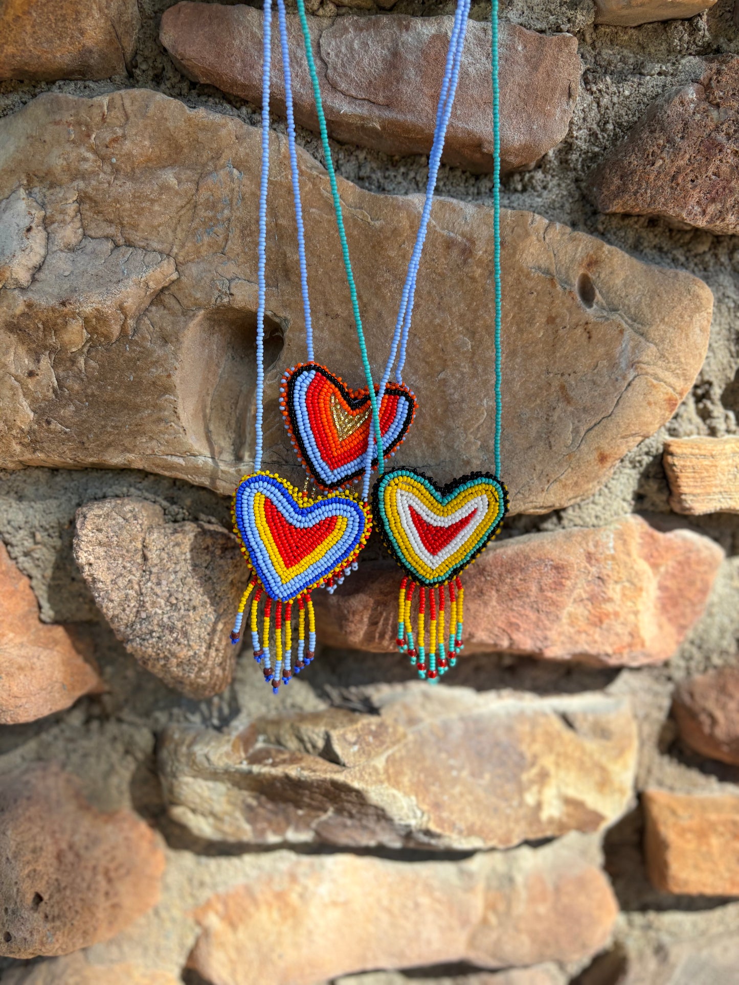 Beaded Heart Pouch Necklace