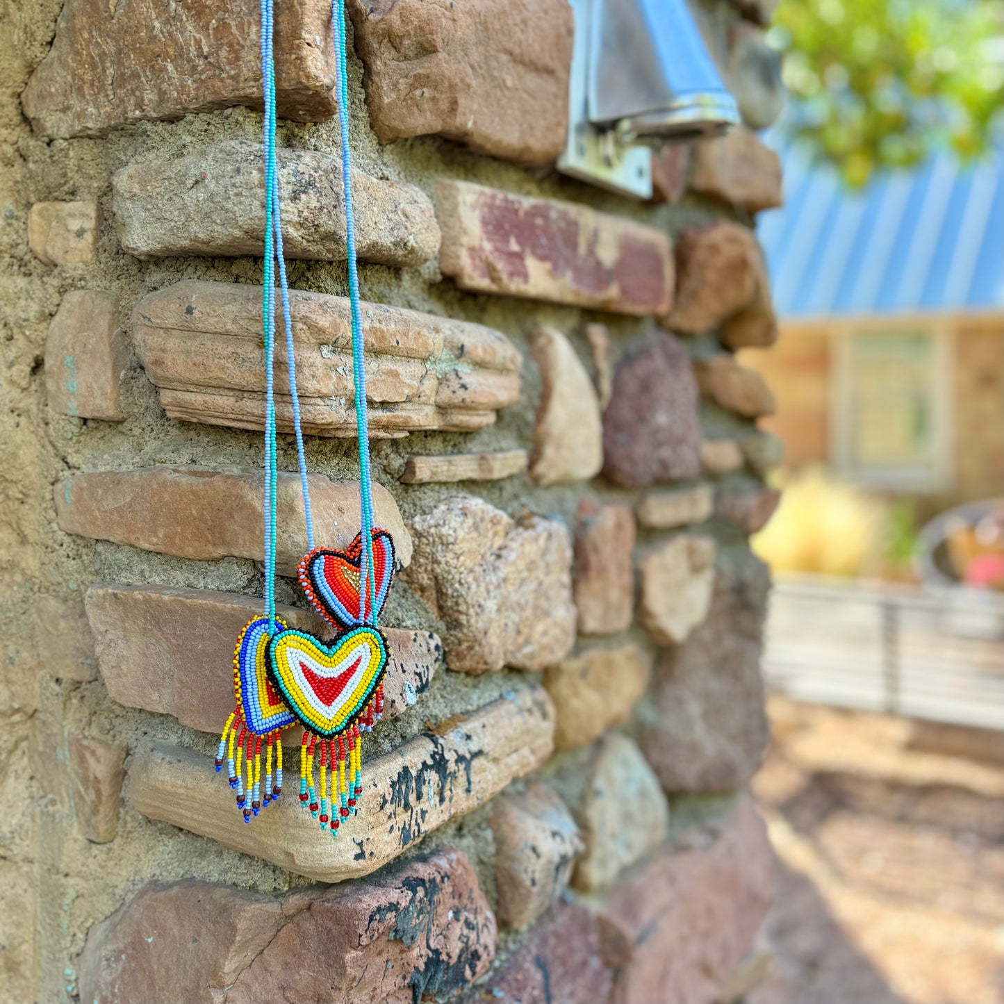 Beaded Heart Pouch Necklace