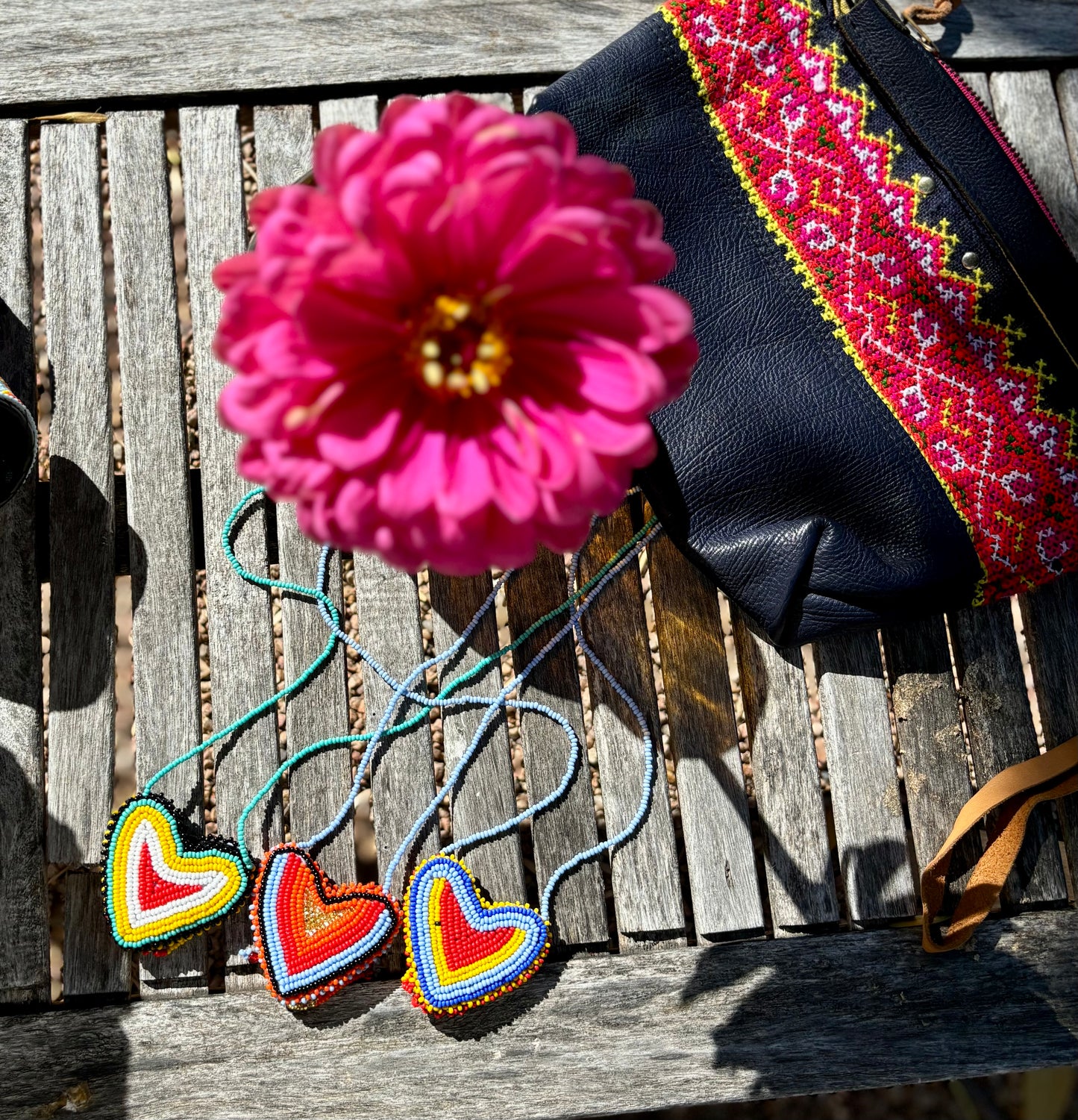 Beaded Heart Pouch Necklace